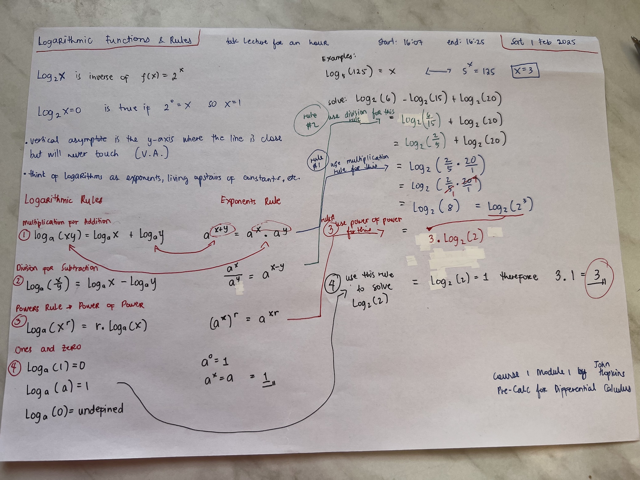 Reviewer for calculus: Logarithmic Functions