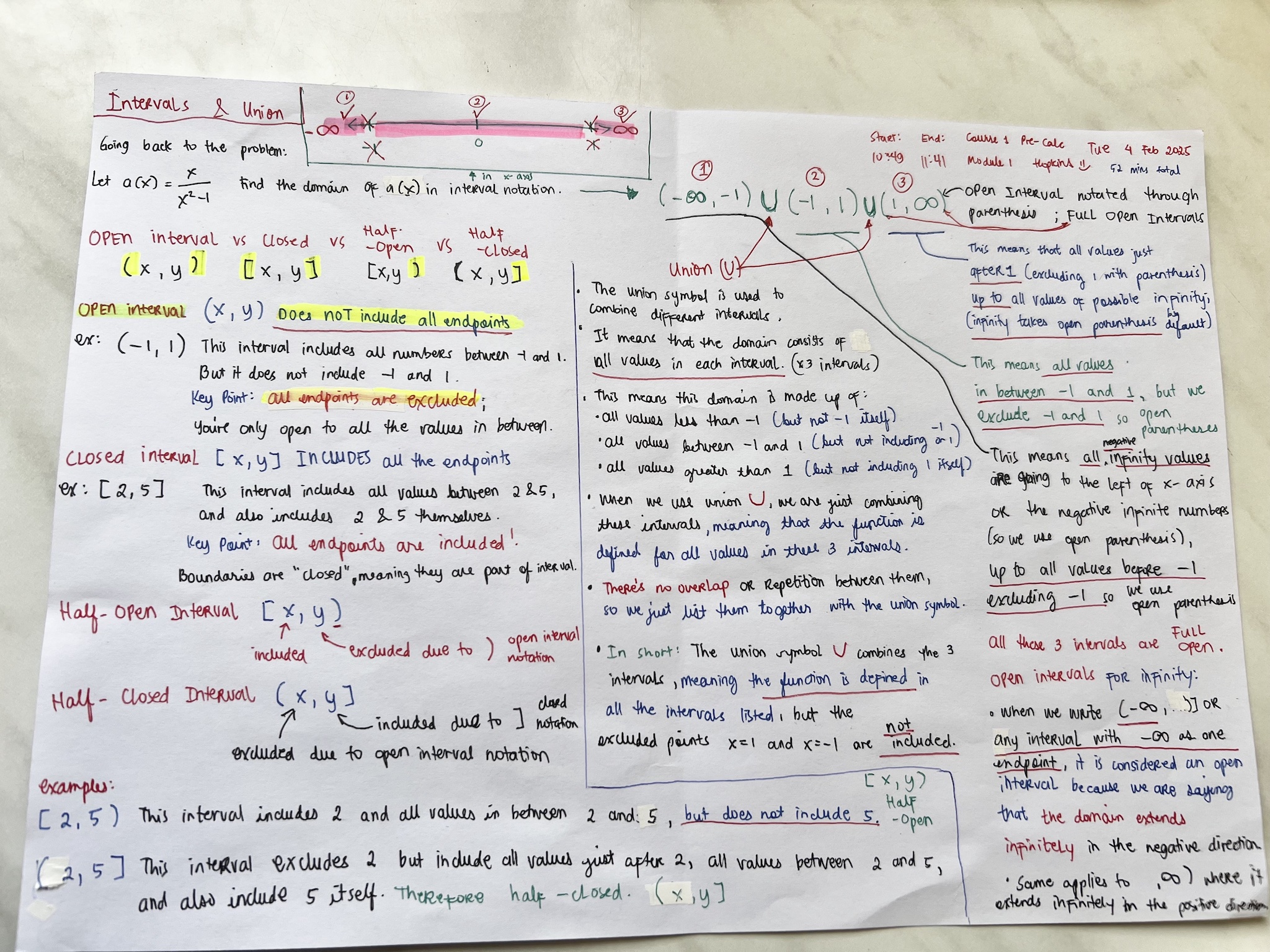Reviewer for calculus Math Notations: Open Interval, Closed Interval, Half-Open Interval, and Half-Closed Interval
