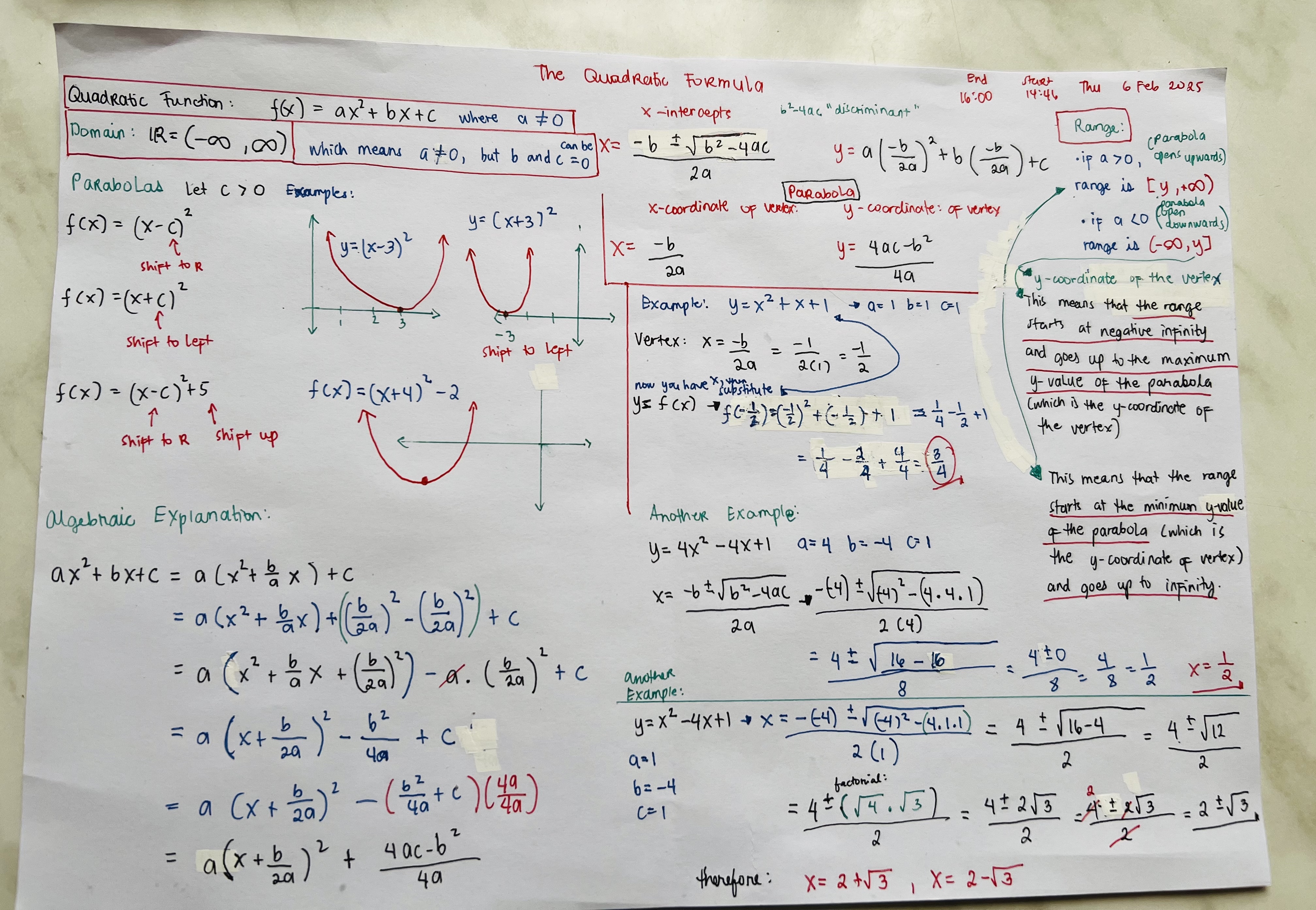 Reviewer for calculus: Quadratic Functions